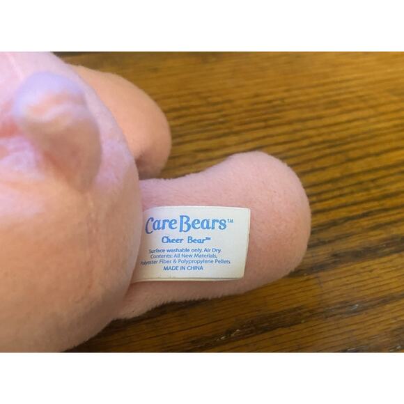 Vintage 2002 Care Bears Cheer Bear Pink 8" Plush Stuffed Animal Hearts Rainbow - Picture 5 of 5